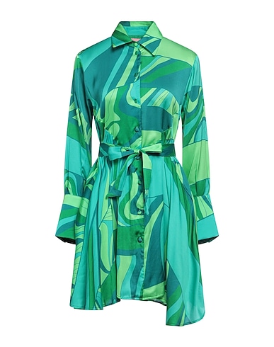 PINK MEMORIES Shirt dress Emerald green 100% Viscose
