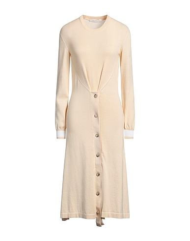 CEDRIC CHARLIER Midi dress Ivory 85% Cotton, 15% Cashmere
