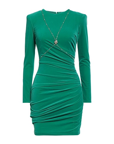 ELISABETTA FRANCHI Sheath dress Green 90% Polyester, 10% Elastane