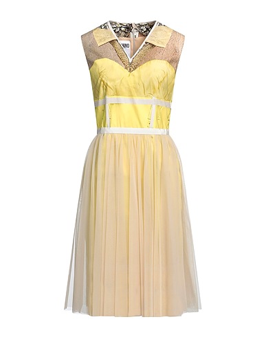 MOSCHINO Vestito midi Giallo 100% Cotone, Poliammide, Elastan
