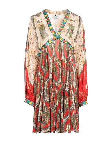 ETRO Short dress Beige 100% Silk, Metallic fiber, Polyester