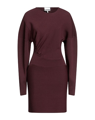 GANNI Short dress Brown 55% Rayon, 29% Polyamide, 16% Elastane