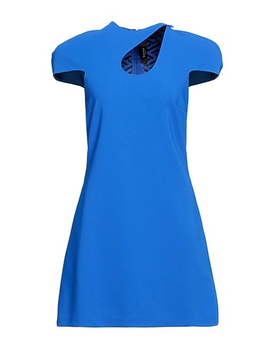 VERSACE Short dress Bright blue 95% Viscose, 5% Elastane