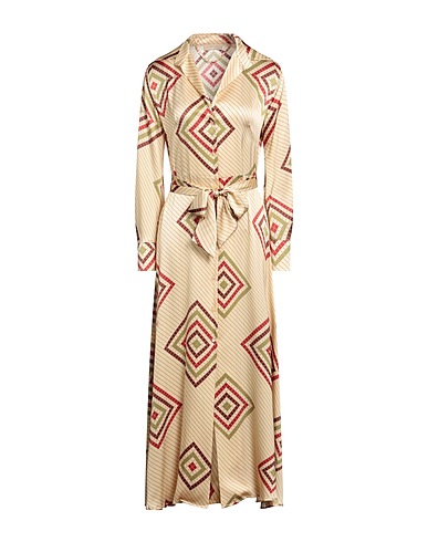 MOMONÍ Vestito chemisier Beige 93% Seta, 7% Elastan