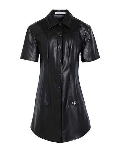 CALVIN KLEIN JEANS Shirt dress Black 100% Polyurethane, Polyester