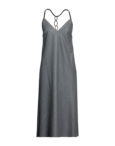 BRUNELLO CUCINELLI Midi dress Lead 100% Virgin Wool, Brass, Soft Leather