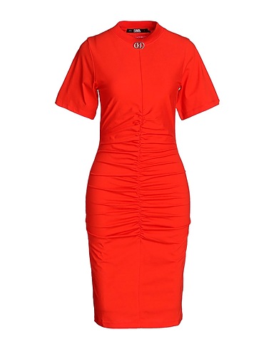 KARL LAGERFELD Midi dress RUCHED T-SHIRT DRESS Tomato red 100% Cotton