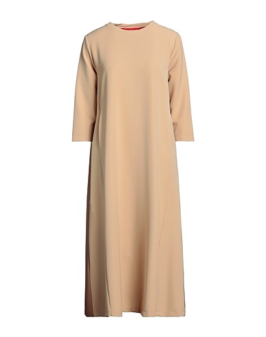 VIRGINIA BIZZI Vestito midi Beige 89% Poliestere, 11% Fibre elastiche