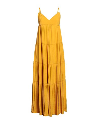 WHITE WISE Long dress Mustard 60% Viscose, 40% Linen