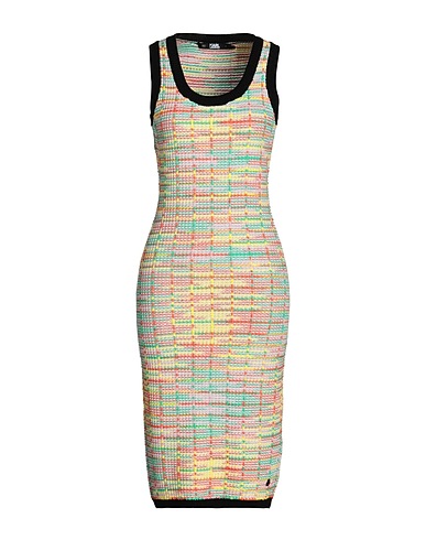 KARL LAGERFELD Midi dress BOUCLE KNIT DRESS Green 28% Viscose, 24% Cotton, 20% Polyester, 17% Synthetic fibers, 11% Wool