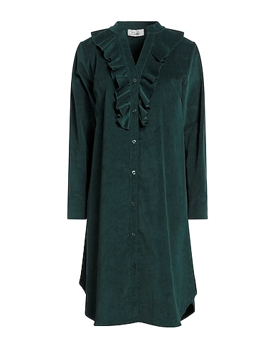 CROCHÈ Shirt dress Dark green 99% Viscose, 1% Elastane