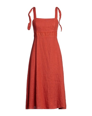 HONORINE Midi dress Rust 100% Linen