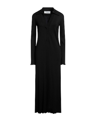 RÓHE Long dress Black 76% Viscose, 19% Rayon, 5% Elastane