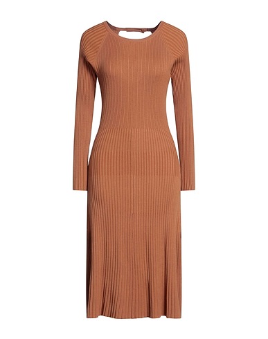 SEVENTY VENEZIA Midi dress Camel 70% Viscose, 25% Polyester, 5% Elastane
