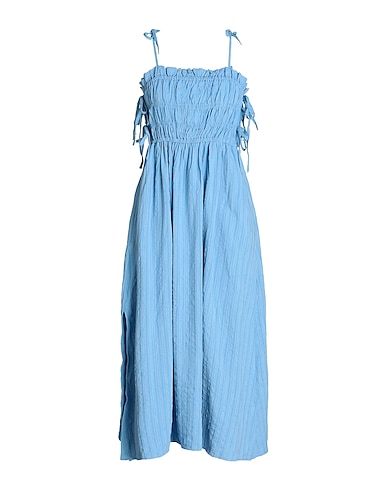 TOPSHOP Midi-Kleid Hellblau 74% Viskose, 22% Baumwolle, 3% Polyester, 1% Elastan