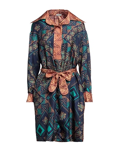 MANTERO 1902 Shirt dress Navy blue 100% Silk