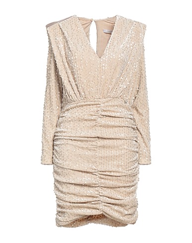 RELISH Short dress COLLECTION Beige 95% Polyester, 5% Elastane