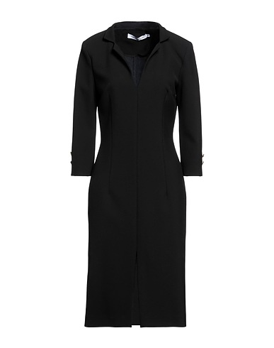SIMONA CORSELLINI Midi dress Black 63% Polyester, 27% Viscose, 7% Cotton, 3% Elastane