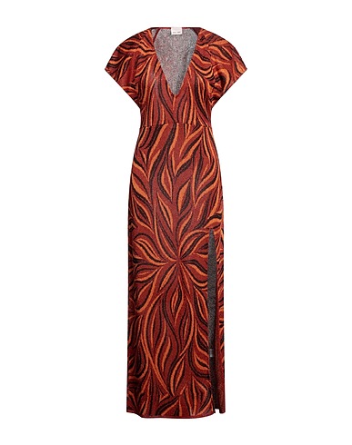 VIKI-AND Long dress Orange 70% Viscose, 15% Polyester, 15% Metallic Polyester