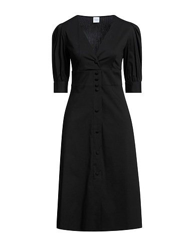 ELEONORA STASI Midi dress Black 78% Cotton, 19% Nylon, 3% Lycra®