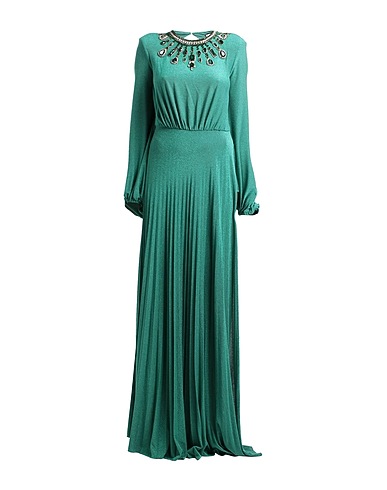 ELISABETTA FRANCHI Long dress Green 100% Synthetic fibers, Metal, Plastic, Glass