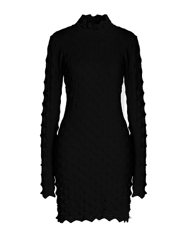 8 by YOOX Short dress VISCOSE BLEND 3D EFFECT KNITTED DRESS
 Black 72% Viscose, 28% Recycled polyester
