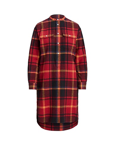 POLO RALPH LAUREN Midi dress Brick red 60% Cotton, 40% Recycled cotton