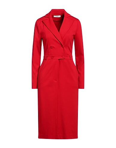 SUOLI Midi-Kleid Rot 65% Viskose, 30% Polyamid, 5% Elastan