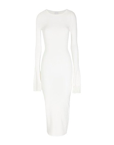 8 by YOOX Midi dress VISCOSE BLEND FRINGED KNIT MIDI DRESS
 White 72% Viscose, 28% Recycled polyamide