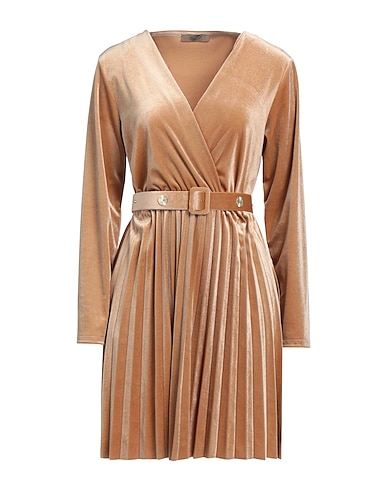 GIL SANTUCCI Short dress Sand 95% Polyester, 5% Elastane