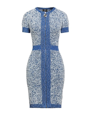 ELISABETTA FRANCHI Office dress Blue 38% Cotton, 37% Polyamide, 13% Viscose, 7% Polyester, 5% Acetate