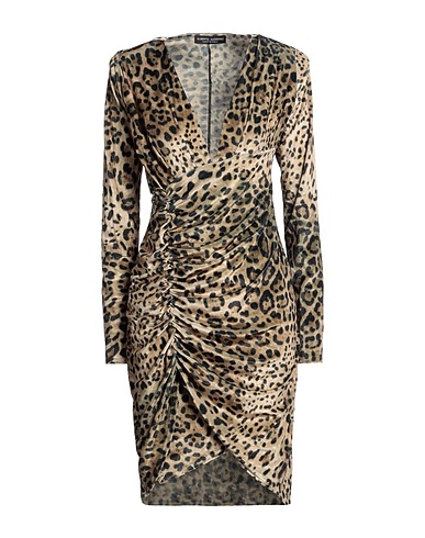 ALBERTO AUDENINO Short dress Beige 95% Polyester, 5% Elastane