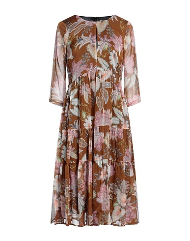 BLACK CORAL Midi dress Camel 100% Silk