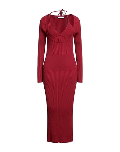 SIMKHAI Long dress Brick red 72% Rayon, 27% Nylon, 1% Elastane
