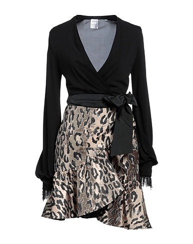 SARA ROKA Short dress Black 100% Polyester, Viscose, Elastane