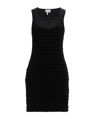 GANNI Short dress Black 94% Recycled polyester, 6% Elastane