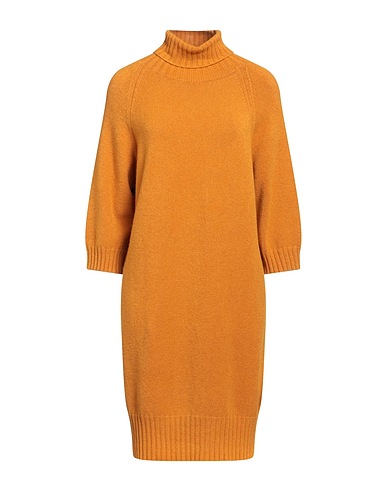 SOLOTRE Vestito corto Giallo ocra 50% Viscosa, 27% Poliestere, 23% Poliammide