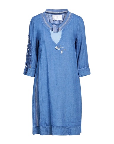 ELISA CAVALETTI by DANIELA DALLAVALLE Short dress Blue 100% Linen, Viscose, Elastane, Cotton, Metallic fiber