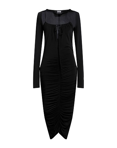 VERSACE JEANS COUTURE Midi dress Black 95% Viscose, 5% Elastane
