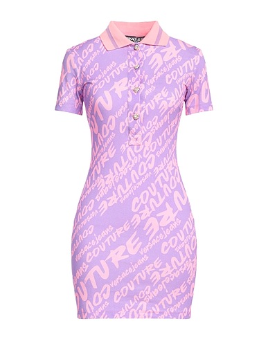 VERSACE JEANS COUTURE Short dress Purple 100% Cotton, Polyester, Polyamide, Elastane