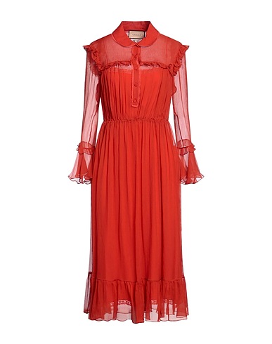 GUCCI Midi dress Rust 100% Silk, Cotton, Polyamide