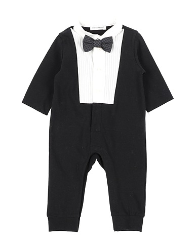 DOLCE&GABBANA Baby jumpsuit  Black 90% Cotton, 10% Elastane