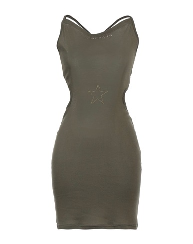 MANGANO Short dress Military green 100% Cotton