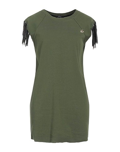 MANGANO Vestito corto Verde militare 100% Cotone