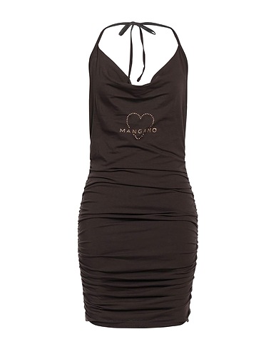 MANGANO Short dress Dark brown 100% Cotton