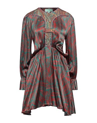 HEIMSTONE Short dress Emerald green 100% Viscose, Cotton