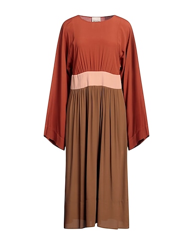 SEMICOUTURE Vestito midi Marrone 65% Acetato, 35% Seta