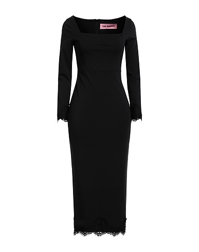 PINK MEMORIES Midi dress Black 52% Cotton, 40% Nylon, 8% Elastane