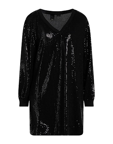 PINKO Short dress Black 91% Polyester, 5% Elastane, 4% Metallic fiber