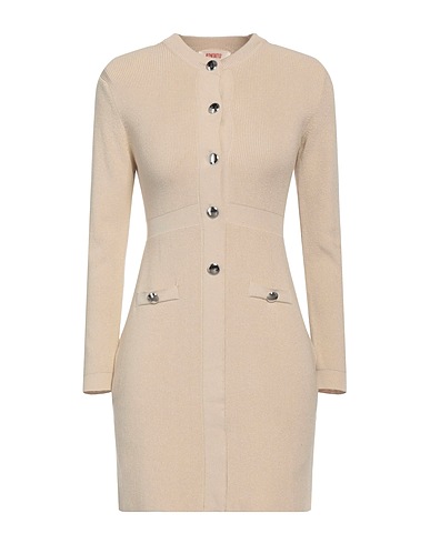 KONTATTO Vestito corto Beige 69% Viscosa, 29% Acrilico, 2% Elastan